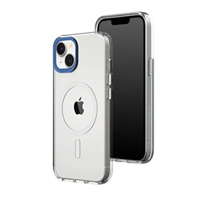 Afbeelding van RHINOSHIELD Transparante hoes compatibel met Magsafe voor [iPhone 14/13] Superieure magnetische sterkte, hoge transparantie en vergeelt niet. Aanpasbaar Kobaltblauw Contour fotolenzen