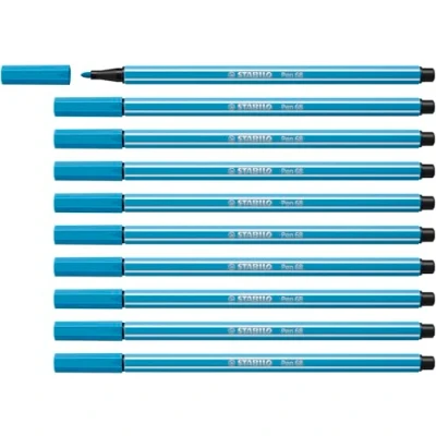 Image de STABILO Feutre dessin Pen 68 Lot x 10 feutres de coloriage pointe moyenne Bleu (68/57)