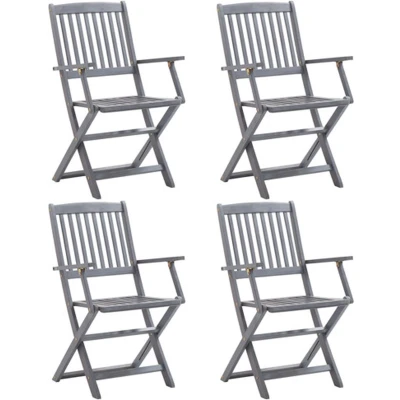 Afbeelding van Tuinstoelen inklapbaar 4 st massief acaciahout