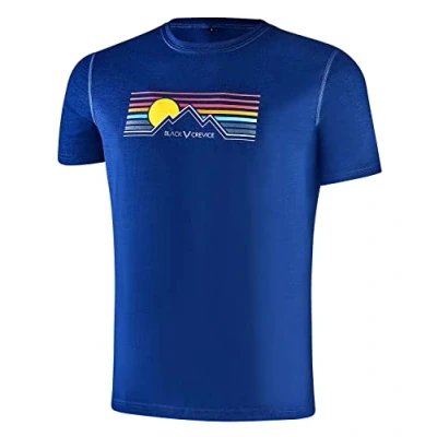 Afbeelding van Black Crevice Merino Wol T shirt voor heren Premium 70% merinowol en 30% polyester Temperatuurregulerend Mulesing vrij shirt, Blauw