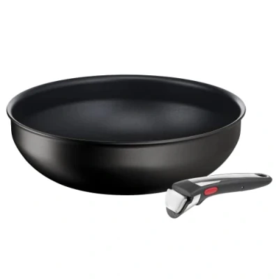 Afbeelding van Tefal Ingenio Wokpan van 28 cm en afneembaar handvat, inductie, antiaanbaklaag, kookstartindicator, stapelbaar, vaatwasmachinebestendig, gemaakt in Frankrijk, Eco Resist On L7679102