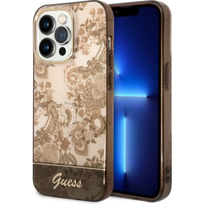 Afbeelding van Guess Toile de Jouy Back Case Geschikt voor Apple iPhone 14 Pro (6.1&quot;) Bruin