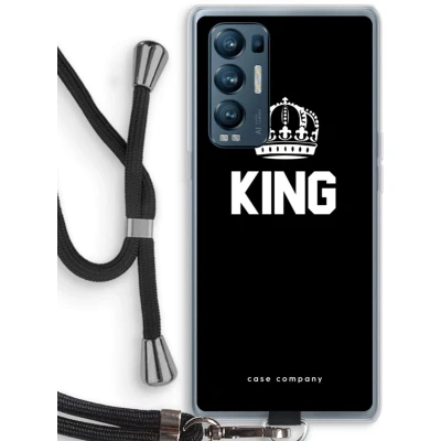 Afbeelding van Case Company® hoesje met Koord geschikt voor Oppo Find X3 Neo King Zwart Telefoonhoesje Bescherming aan alle Kanten en Over de Schermrand