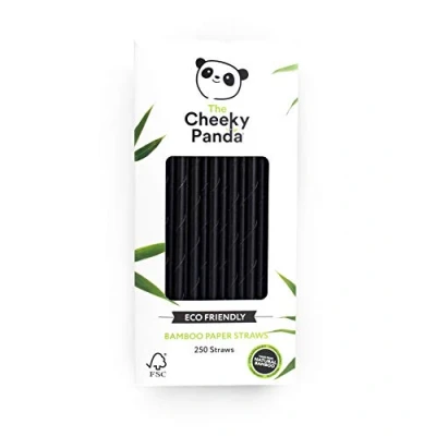 Afbeelding van The Cheeky Panda Bamboe zwarte papieren rietjes, Pack van 250