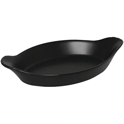 Afbeelding van Olympia ovaal tapasbordje 20,4x11,8cm mat zwart (6 stuks)
