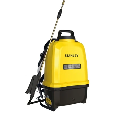Afbeelding van Stanley Druksproeier 16 L rug, rugsproeier tuin, drukspuit, elektrisch, heroplaadbare batterij lithium, telescopische lans, regelbare sproeikop, autonomie 2 h, max. 5 bar, 0.60 l/minuut, geel/zwart