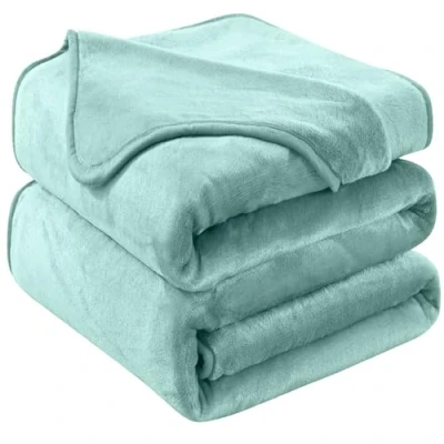Afbeelding van HOZY Fleecedeken, 230 x 270 cm, mintgroen, zacht en warm, 350 g/m², voor tweepersoonsbed, flanel, omkeerbaar, dubbelzijdig