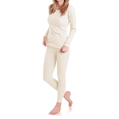Afbeelding van MT Thermische en skikleding voor dames, warm ondergoed met lange mouwen zachte binnenkant, ECRU
