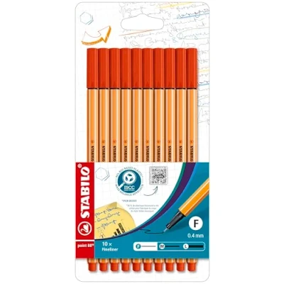Afbeelding van Stabilo Point 88 viltstiften, fijn, rood, 10 stuks