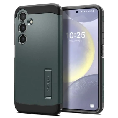 Image de Spigen Tough Armor Coque de protection pour téléphone portable polycarbonate, polyuréthanne thermoplastique (TPU) vert abîme Samsung Galaxy S24+