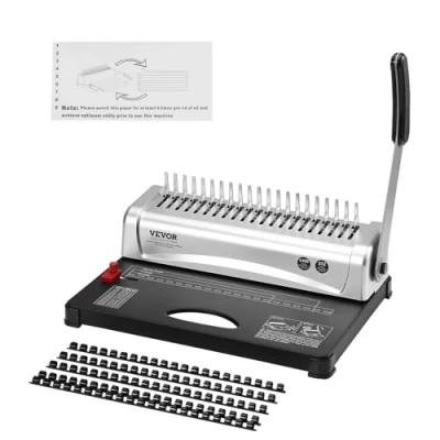 Afbeelding van VEVOR bindmachine met 21 gaten, 450 vellen, 100 3/8 inch kambinderrug, letterformaat A4, A5