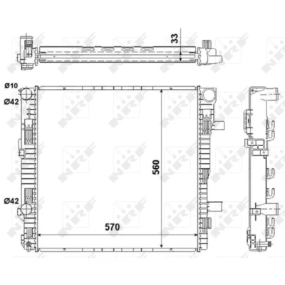 Afbeelding van NRF 53895 Radiateur Aluminium 570 560 33 Zonder frame Koelribben gesoldeerd