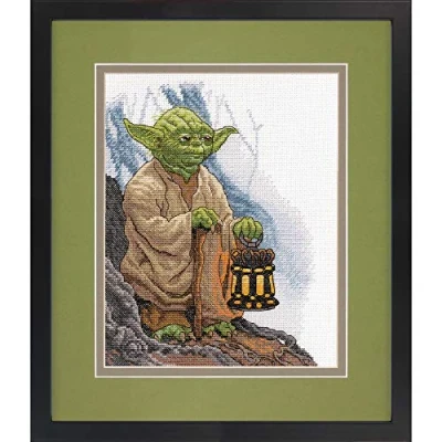 Afbeelding van Dimensions Yoda Kruissteek borduurset, katoen, 14 Aida wit, 20,3 x 25,4 cm