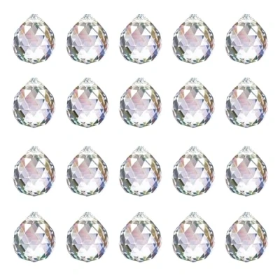 Afbeelding van 20 stuks kristallen om op te hangen, mm, prismakristal, zonnevanger voor raamdecoratie, kroonluchter, lichtvanger, bol thuis en knutselprojecten