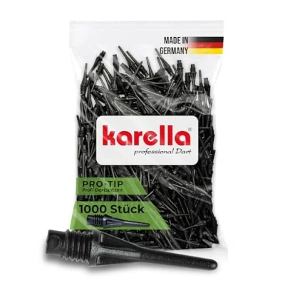 Afbeelding van Karella Pro Tip 1000 stuks zachte dartpunten met 2BA schroefdraad, zwart