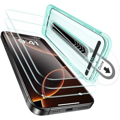 Afbeelding van ESR 3 stuks displaybeschermfolie van gehard glas voor iPhone 16 Pro Max, hardheid 9H, militaire kwaliteit, onbreekbaar, volledige afdekking met perfecte pasvorm, HD transparant,