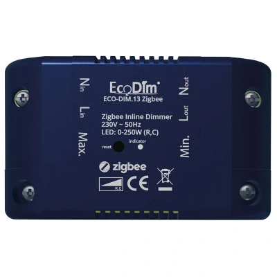 Afbeelding van EcoDim Zigbee LED linline dimmer, ECO DIM.13 Zigbee, Min &amp; Max instelbaar, plaatsing boven het plafond, 250W