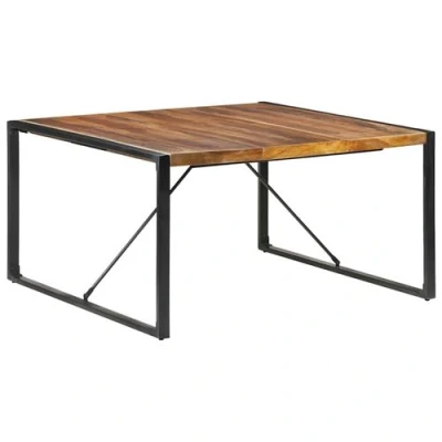 Afbeelding van Eettafel 140x140x75 cm massief hout met sheesham afwerking