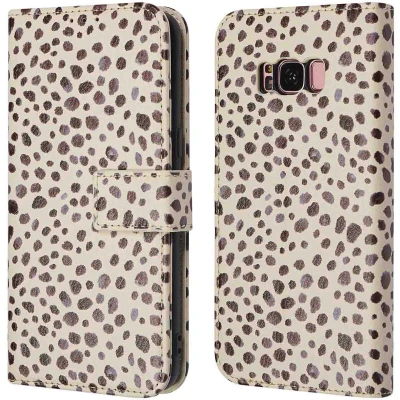 Afbeelding van iMoshion Hoesje Geschikt voor Samsung Galaxy S8 Met Pasjeshouder Design Bookcase smartphone Meerkleurig / Black And White Dots