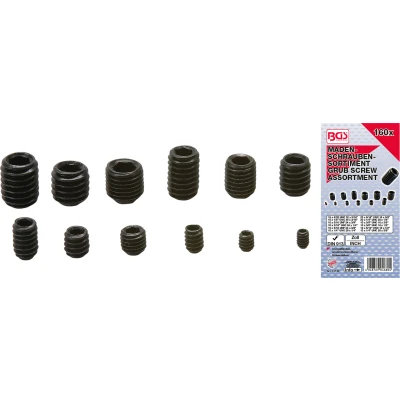 Afbeelding van BGS Assortiment inbus stelschroeven inchmaten 160 delig