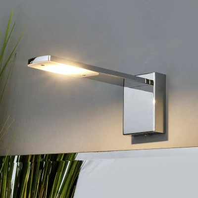 Afbeelding van Lindby Wandlamp 1licht metaal, acryl H: 8.8 cm chroom, wit gesatineerd Inclusief lichtbron