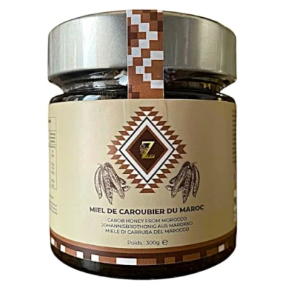 Afbeelding van Caroubier honing uit Marokko 300 g 100% natuurlijk, geoogst in de regio Souss Massa Draa, een zeldzame en unieke
