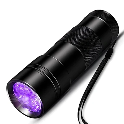 Afbeelding van INF UV zaklamp zwart licht, 12 led zaklamp, 395 nm ultraviolet licht voor geocaching, urinedetector huisdieren, huisdieren