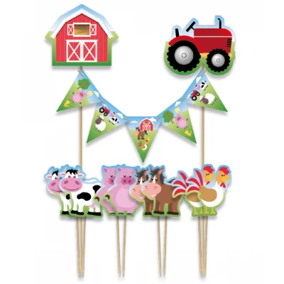 Afbeelding van Paperdreams Taartdecoratie set boerderij 9 stuks