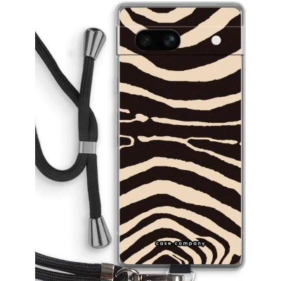 Afbeelding van Case Company® hoesje met Koord geschikt voor Google Pixel 7A Arizona Zebra Telefoonhoesje Zwart Bescherming aan alle Kanten en Over de Schermrand