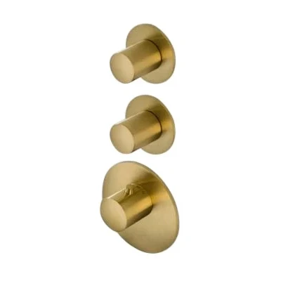 Afbeelding van SB 316 AESTHETICS Round Inbouw thermostaatkraan met 2 uitgangen / x stopkraan PVD goud geborsteld 1208954944