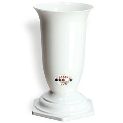 Afbeelding van KADAX Grafvaas, kunststof, weerbestendig, vorstbestendig, 15 cm, wit