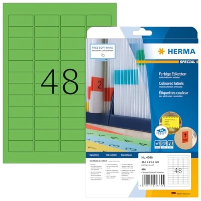 Afbeelding van HERMA Etiket 4369 45.7x21.2mm verwijderbaar groen 960stuks