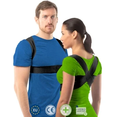 Afbeelding van postuur corrector voor vrouwen en mannen van aHeal Rugondersteuning een goed Orthopedische rugbrace tegen scoliose kyfose Verhelpt rugpijn corrigeert slecht Maat 5 Zwart
