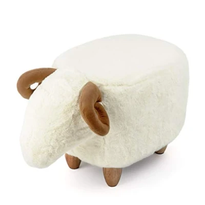 Afbeelding van Balvi Kruk het witte schaap in de vorm van een schaap, poten polyester/hout hout