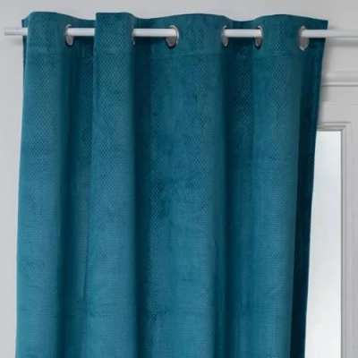 Afbeelding van Atmosphera Verduisteringsgordijn Otto velours met oogjes eendenblauw 140 x 260 cm