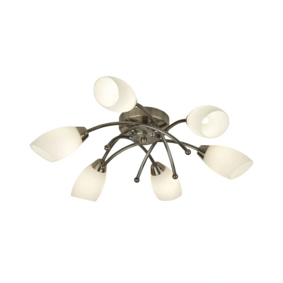Afbeelding van Searchlight Opera Plafondverlichting Ø 50 X 15 Cm Antiek Messing En Opaal