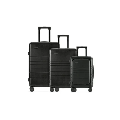 Afbeelding van ETERNITIVE koffer I harde van polycarbonaat en ABS trolley handbagage met TSA hangslot bagage 360 wielen duurzame koffer, zwart., 3 delige kofferset (S+M+L)