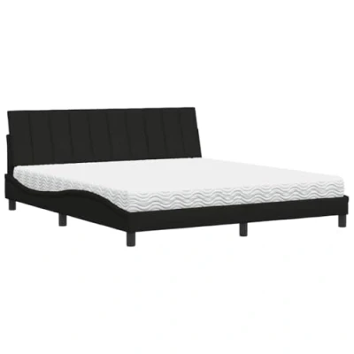 Afbeelding van vidaXL Bed met matras stof zwart 180x200 cm
