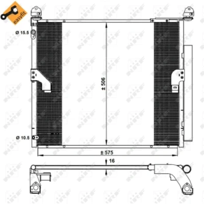 Afbeelding van NRF EASY FIT 350335 Condensor Airco Met droger, afdichtring 15,5 10,1 Aluminium 575
