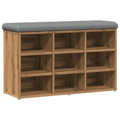 Afbeelding van vidaXL Schoenenbank 82x32x50 cm bewerkt hout artisanaal eikenkleur