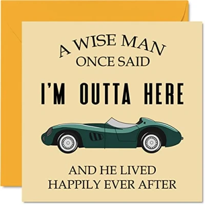Afbeelding van Pensioenkaart voor mannen en hem A Wise Man Once Said I&#039;m Outta Here Grappige startkaarten collega&#039;s, 145 mm x mm, verjaardagskaarten, pensioenkaarten