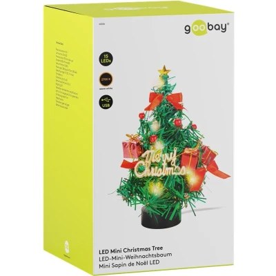 Afbeelding van Goobay LED mini kerstboom met kerstversiering, 15 micro LED&#039;s in warm wit (2700 K) en USB kabel 75