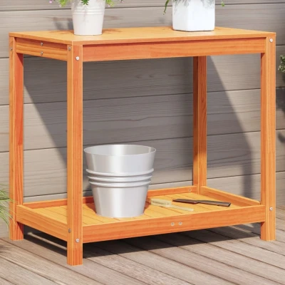 Afbeelding van Oppottafel met schap 82,5x50x75 cm massief grenenhout wasbruin