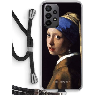 Afbeelding van hoesje met Koord geschikt voor Samsung Galaxy A23 The Pearl Earring Telefoonhoesje Zwart Bescherming aan alle Kanten en Over de Schermrand