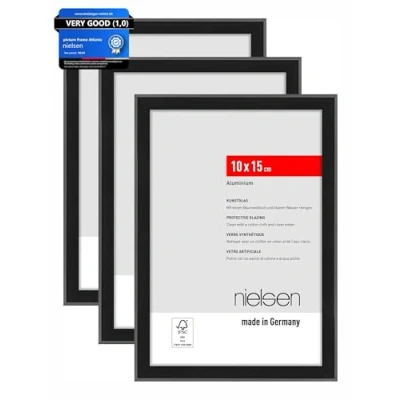 Afbeelding van nielsen Aluminium portretlijst, fotolijst set van 3 Atlanta, 10 x 15 cm, mat zwart