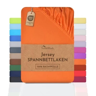 Afbeelding van NatureMark Hoeslaken 100% jersey hoeslaken, voldoet aan de Öko Tex Standard 100 kwaliteit, katoen, terracotta, 180x200 200x200 cm