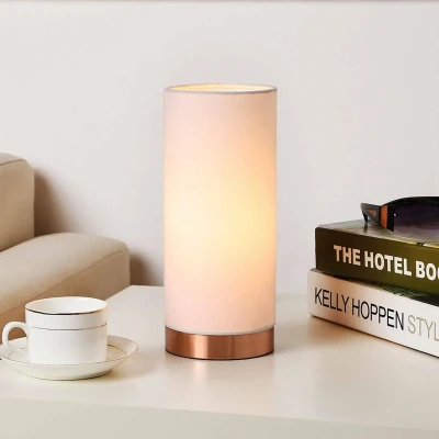 Afbeelding van Lindby Tafellamp met touchdimmer 1licht stof, metaal H: 26 cm E14 wit, gesatineerd koper