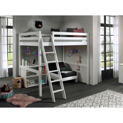 Afbeelding van LUCEVI Pino Mezzanine Bed + Ladder Boekenkast Slaapfauteuil Wit 140x200 cm