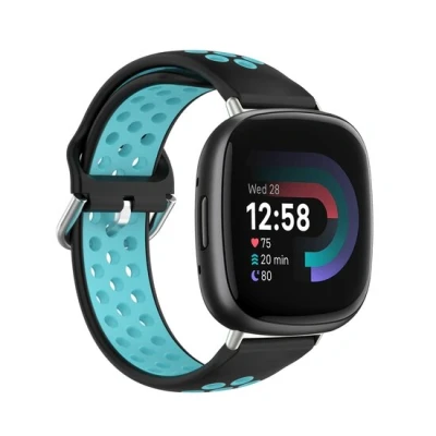 Afbeelding van Fitbit Versa 3 &amp; 4 / Sense 1 2 Sport editie Large Zwart + blauw