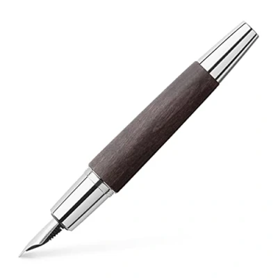 Afbeelding van Faber Castell vulpen E motion chroom/ zwart perenhout M FC 148220
